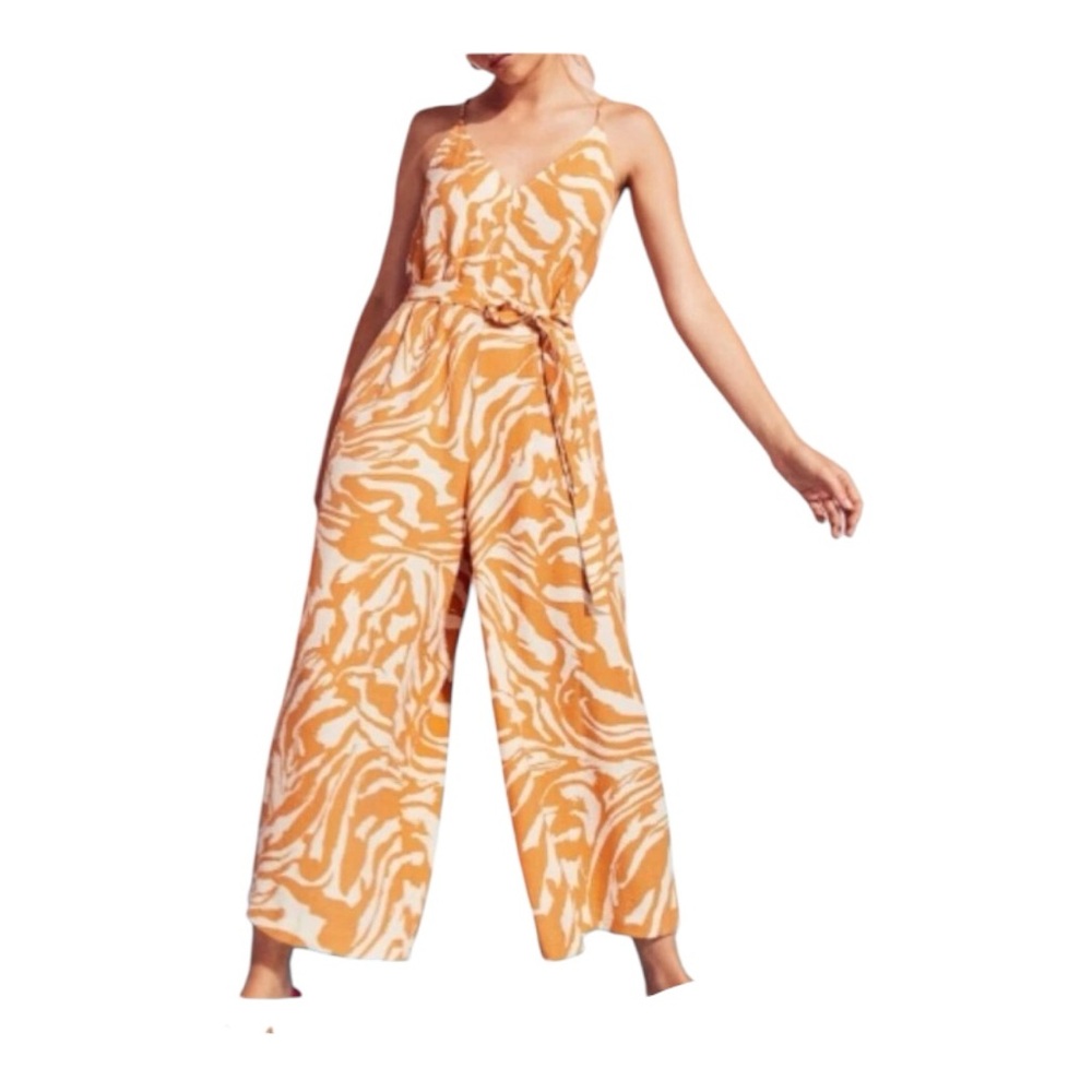 H&M Tie Belt Wide Leg Jumpsuit Size M